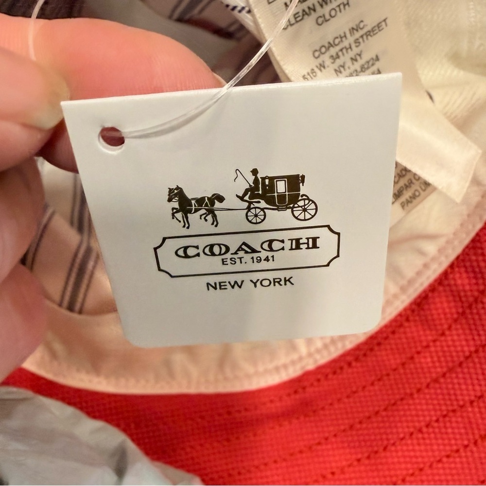 Coach VTG Canvas & Leather Bucket Hat Watermelon Signature Turnlock Sz M-L NWT - Picture 4 of 8